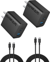 Anker 20W dual-port USB-C charger 2-pack with cables